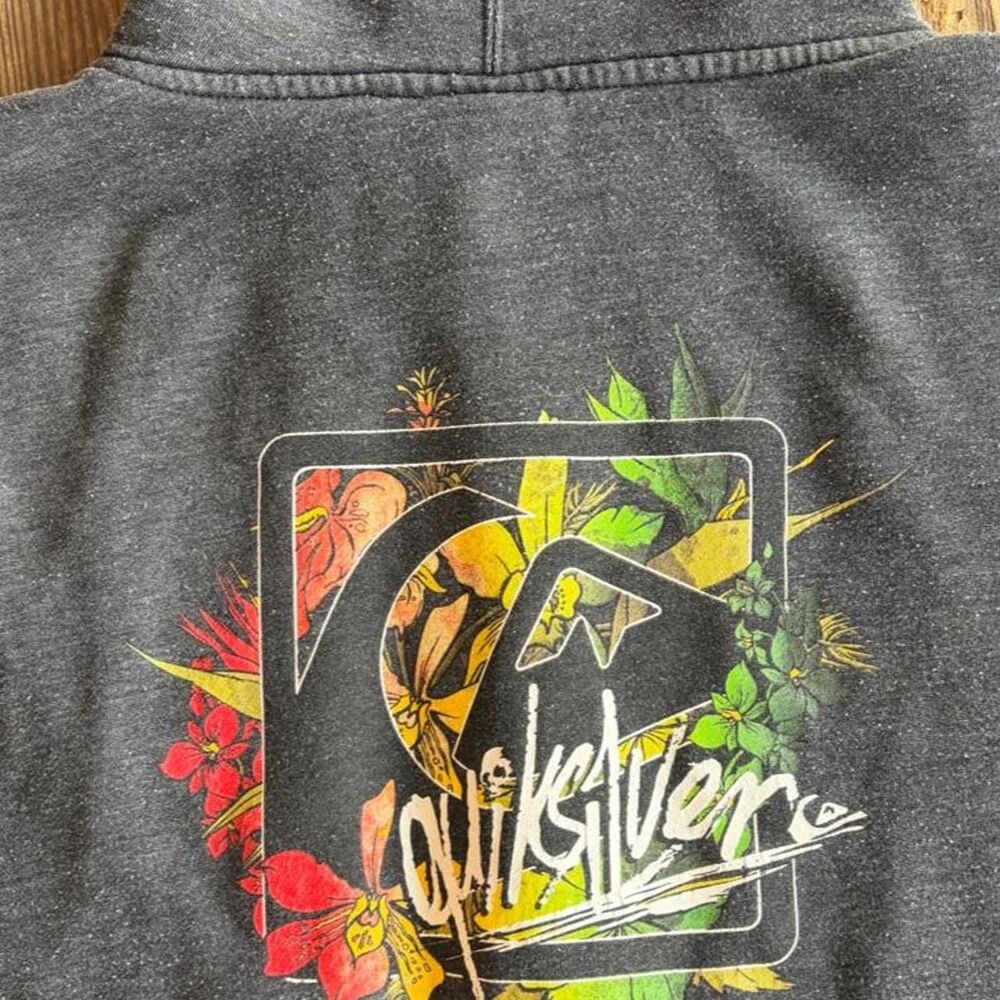 Quiksilver Men's Grey and Black Hoodie